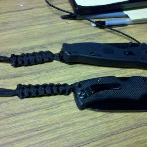 Made a few paracord lanyards for the knives.