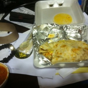 This is how we make power in Texas. Bacon breakfast burrito