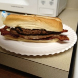 Bacon Cheesesteak Burger Sandwich