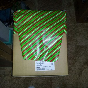 My awesome gift wrapping skills. :cool: luckily its going to my 6y.o. bro t