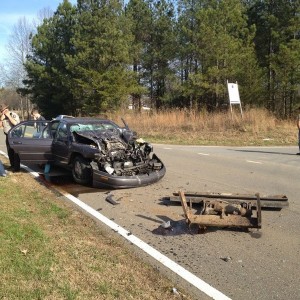 In the delivery truck (box truck). Got rear ended