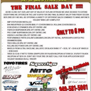 Some killer deals that outlaw offroad is running!