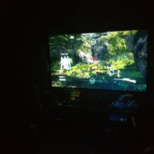 Dad playing Cabelas big game hunter 2012