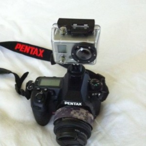 GoPro mounted on my pentax so I can take pictures while I take pictures! Lu