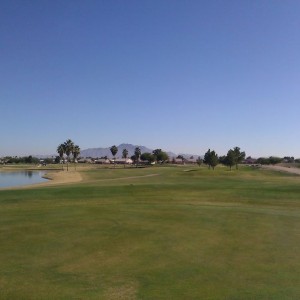 Attempting to golf.