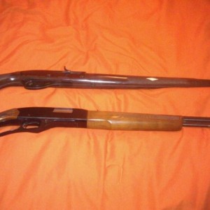 Top is a Remington Nylon 66 with a bent barrel bottom is a Winchester 250 g