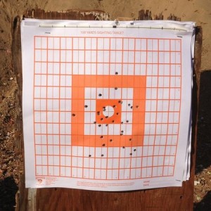 100-yards iron sights. Sighting in my baby