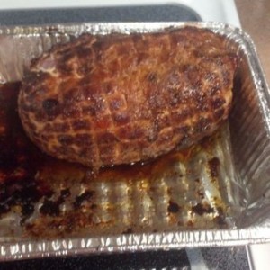 Smoked boneless turkey breast with honey maple glaze