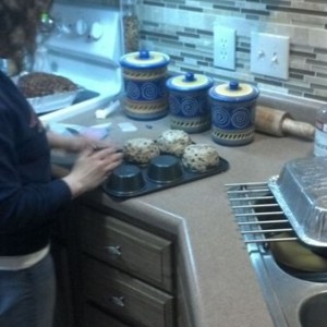 Wife making cookie bowls