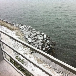 Snow on the beach.