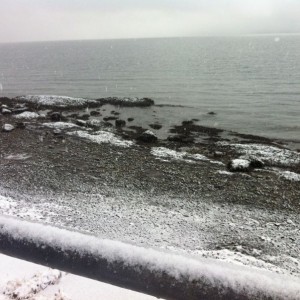 Snow on the beach.