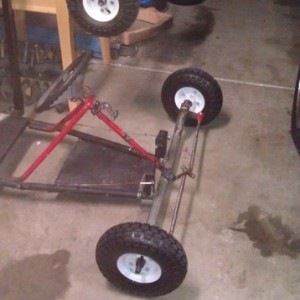 New front end on the go cart, I need to adjust for proper caster now