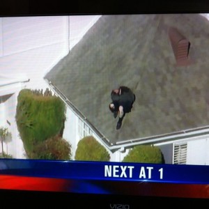 Basically they are saying this guy stole a car he jumped out and hopped on 