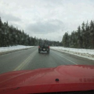 Spotted on BC-93 around 1:30pm. Heavily modded, snorkel, metal front bumper