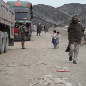 An Afghan truck stop along the Boarder