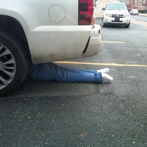 Prank on the boss. Rule #1) Never leave your truck unlocked here. Those are