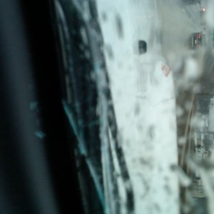 Windshield washer blue crystals on my dash. Glass cracked on both sides all
