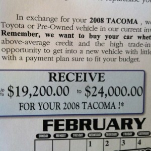 The dealership is offering to buy my Tacoma back lol
