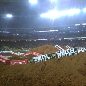 Working the flags for supercross in atlanta. Live on speed! Im in the red h