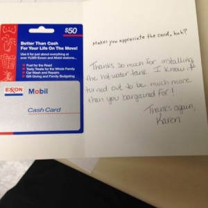 Installed a water heater for a lady at work, find this in box today
