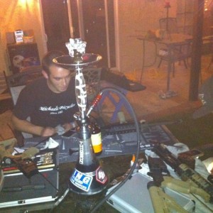 Guns n hookah. 3 AR-15's to be exact.