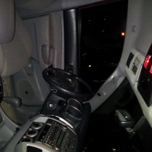Painted around the shifter. I think it looks good with the other black in t