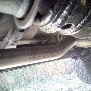 black woolWax splatter on exhaust from prop shaft spinoff bummer!