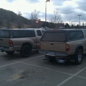 Had to park next to this guy, another DSM Taco with a black camper. Lol. Th