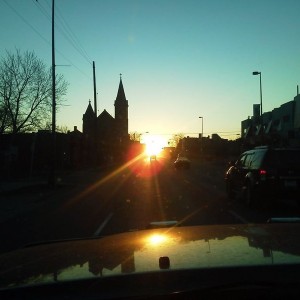 Joys of an eastbound commute