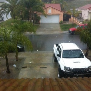 It's raining freakin hard