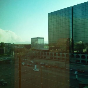 Smoke trail in the reflection
