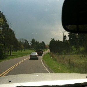 Stuck behind a tractor. Lol