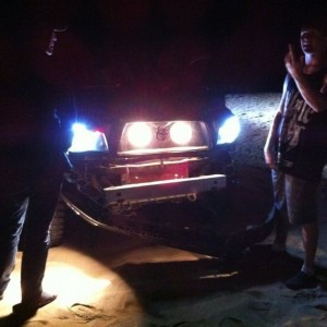 Shemicals hit a wall of sand.