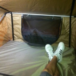 Inside tent