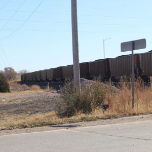 train heading east outside of Broken Bow