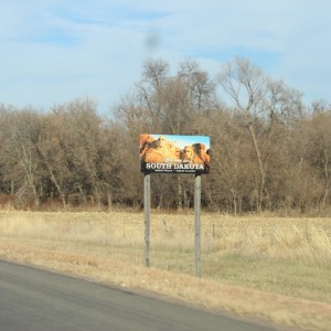 welcome to South Dakota after border crossing on n-15 over the river