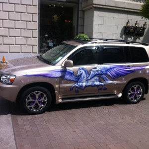 Highlander with custom Pegasus paint on one side...