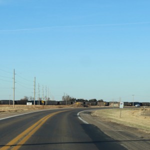 train heading east off of US-30