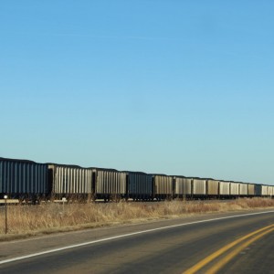 train heading east off of US-30