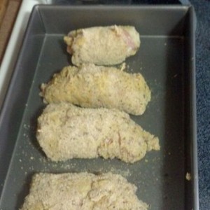 Chicken cordon blue going in the oven