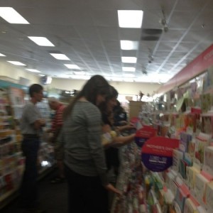Hallmark store... Only busy a few day of the year! Haha