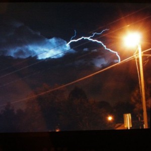 Nice lil light show tonight. Cell phone snap from my slr screen