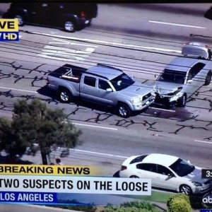Police chase ends with the dirt bag crashing into a poor taco. Hope it&#039