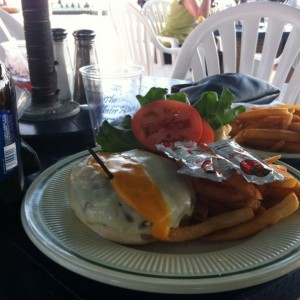 Burger and beer.