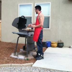 One beer later and no shirt