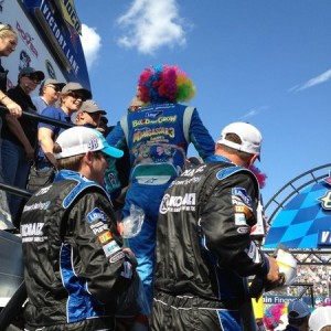In the winner circle ( was shooting the confetti guns) after Jimmy won the 