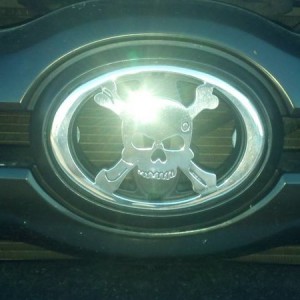 metal miller skull n crossbones emblem