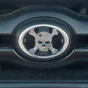 metal miller skull n crossbones emblem