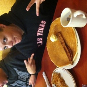 Sis got this Humongo pancake...portion sizes no joke here...joes giant oran