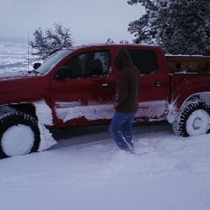My 06 Tacoma fulll of snow while we were cutting for mountain lion track